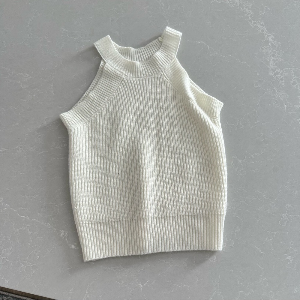 White Sleeveless Knit Top